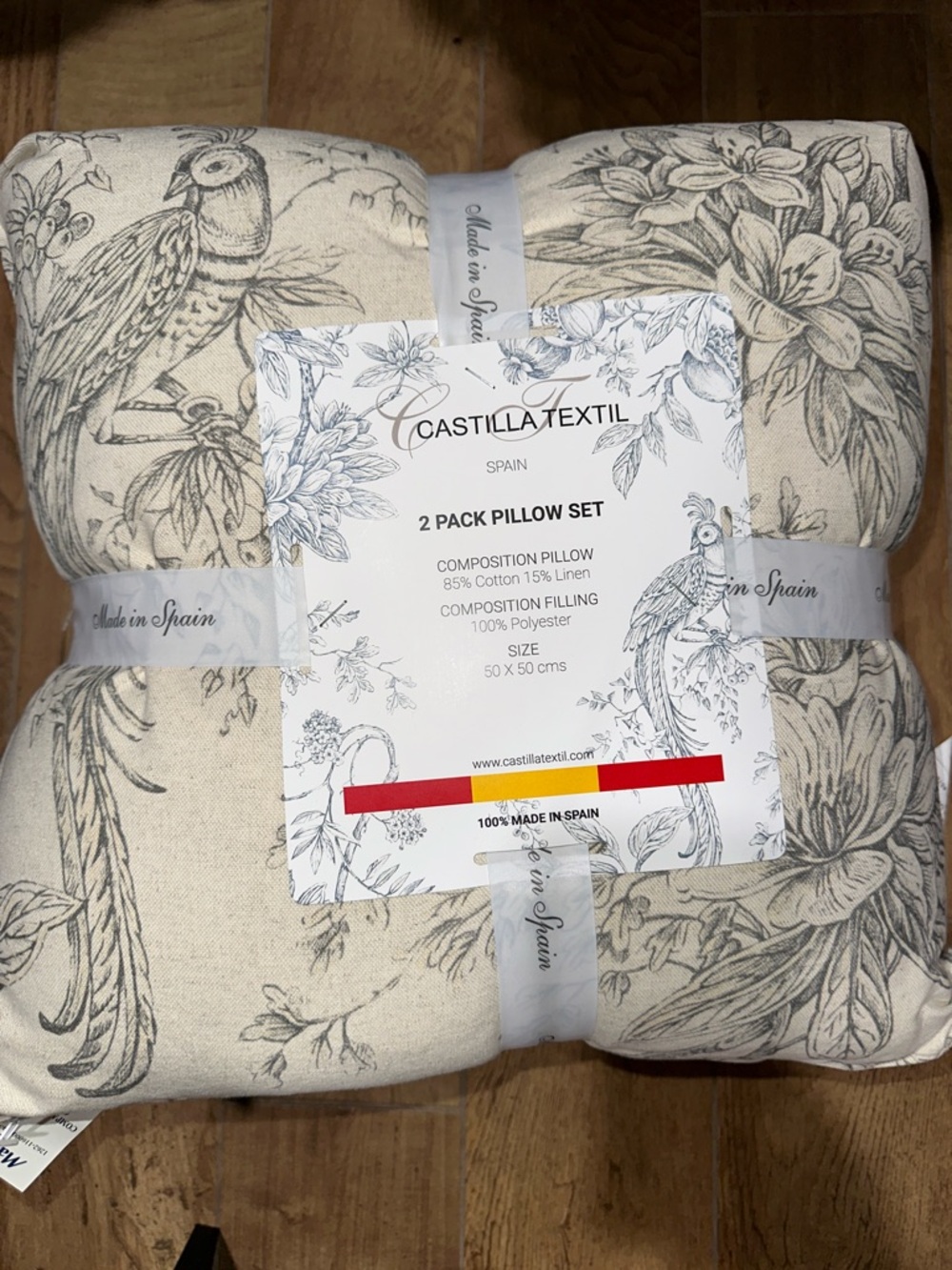 Castilla Textil 20”x20”Cotton Linen Blend Throw Pillow Set, 2 Pack (50cmx50cm